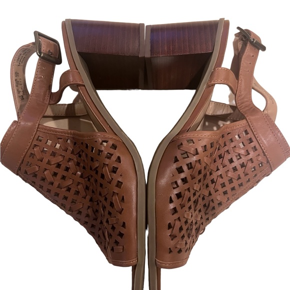 FRANCO SARTO Harlet3 Size 9 tan leather block 3in heel sandal buckle ankle strap - Picture 4 of 10